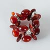 Bracelet perles résine brun rouge et perles argentées