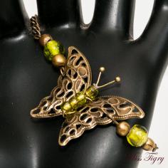 Bracelet Papillon vert et bronze